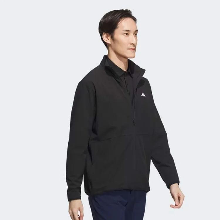 Adidas Logo Print Stand-Up Collar Sports Jacket Unisex Outerwear Black IA2714