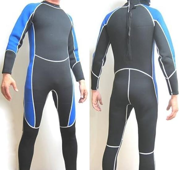 

Wetsuit Long Sleeve Surfing Diving 3mm Neoprene Full Wetsuit YKK Zipper Full Suit Brand ease Black x Blue S