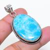 Natural Larimar Gemstone Handmade 925 Sterling Silver Jewelry Pendant 1.89" AP-14897