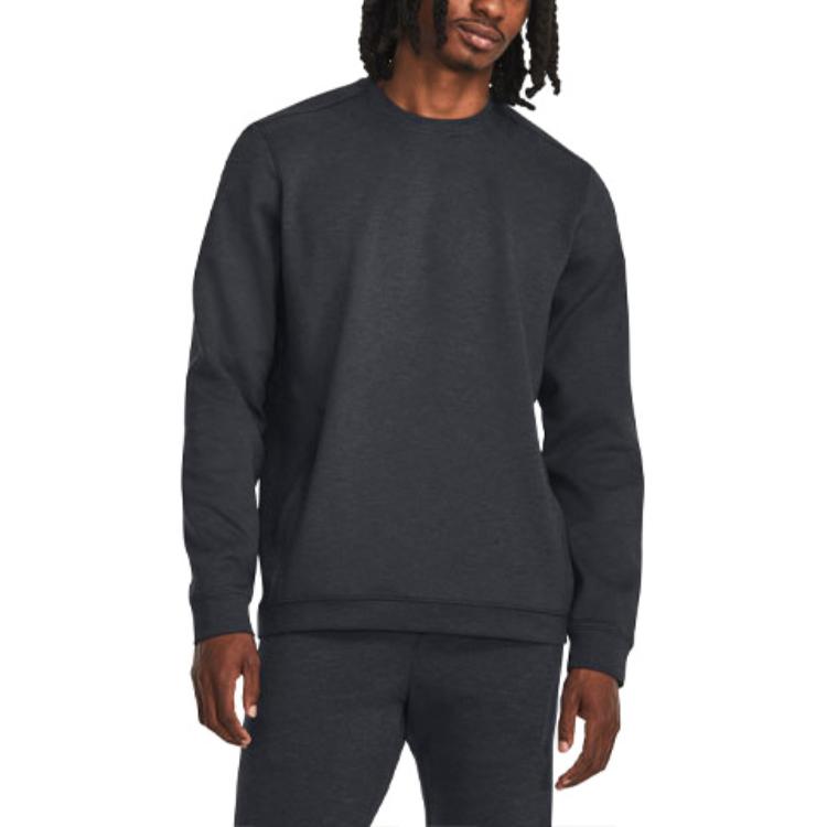 Under Armour Solid Color Simple Casual Crew Neck Long Sleeve Sweatshirt Men Sweatshirt Black 1379667-001