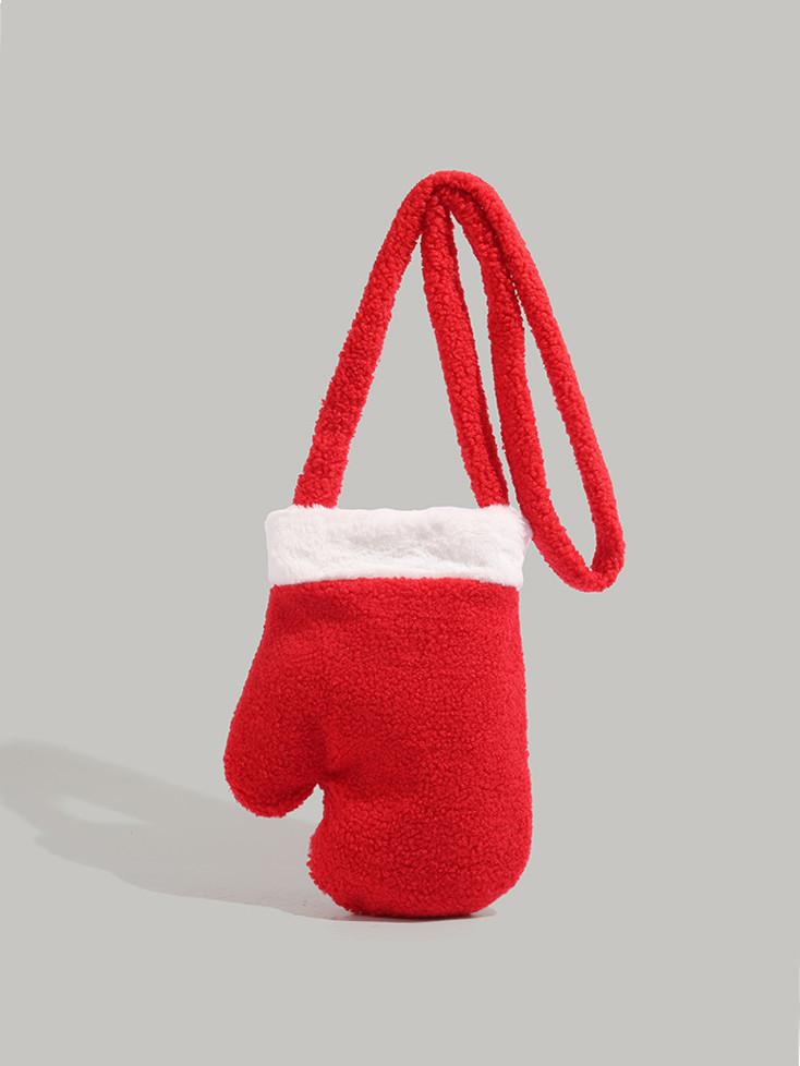 

Autumn and winter cute bag women 2025 new plush bag retro red gloves Christmas atmosphere fluffy shoulder bag червоний