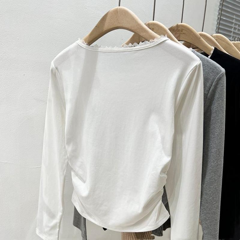 Kids Short Sleeve T-Shirt Summer Spring New Lace Bow Top For Girls Cotton Crew Neck
