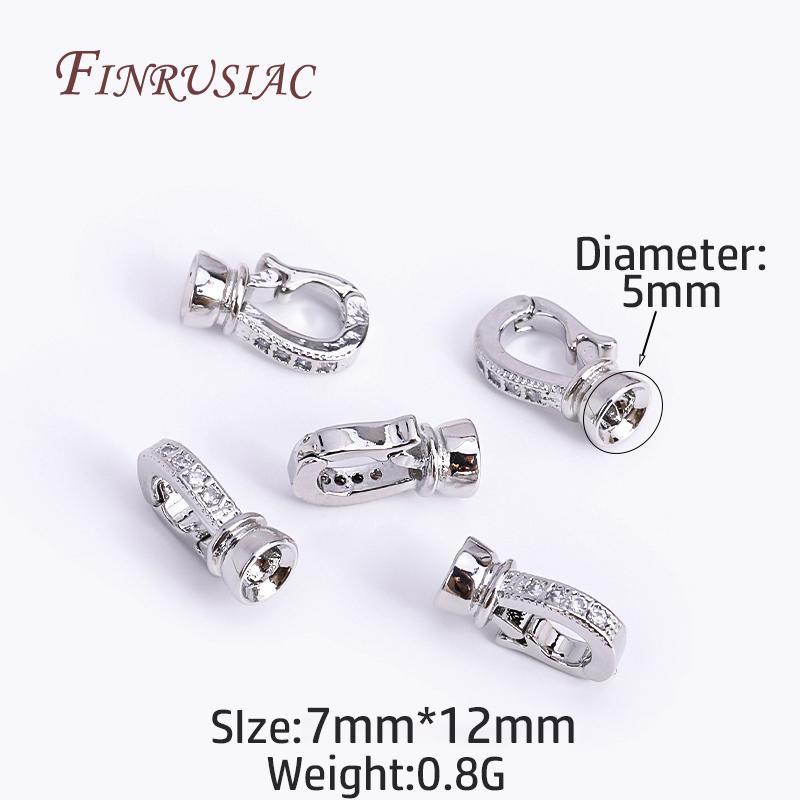 Rhodium Plated Closure Fasteners Lock Clasps For Necklace Supplies,Inlaid Zircon Connector Clasps DIY Pearls Jewelry Fittings