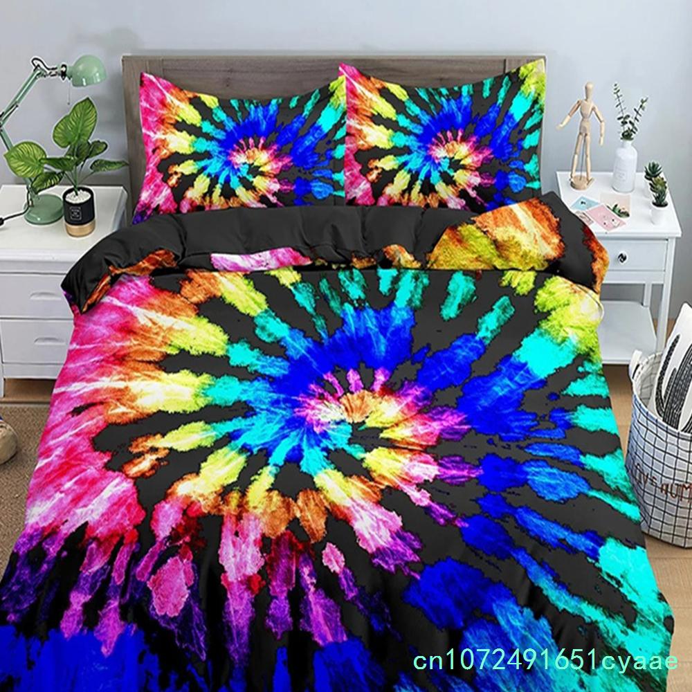Rainbow Printing Bedding Set Colorful Stripe Soft,Comfortable And Breathable Comforter Cover King Queen Size Bedclothes Set 3pcs