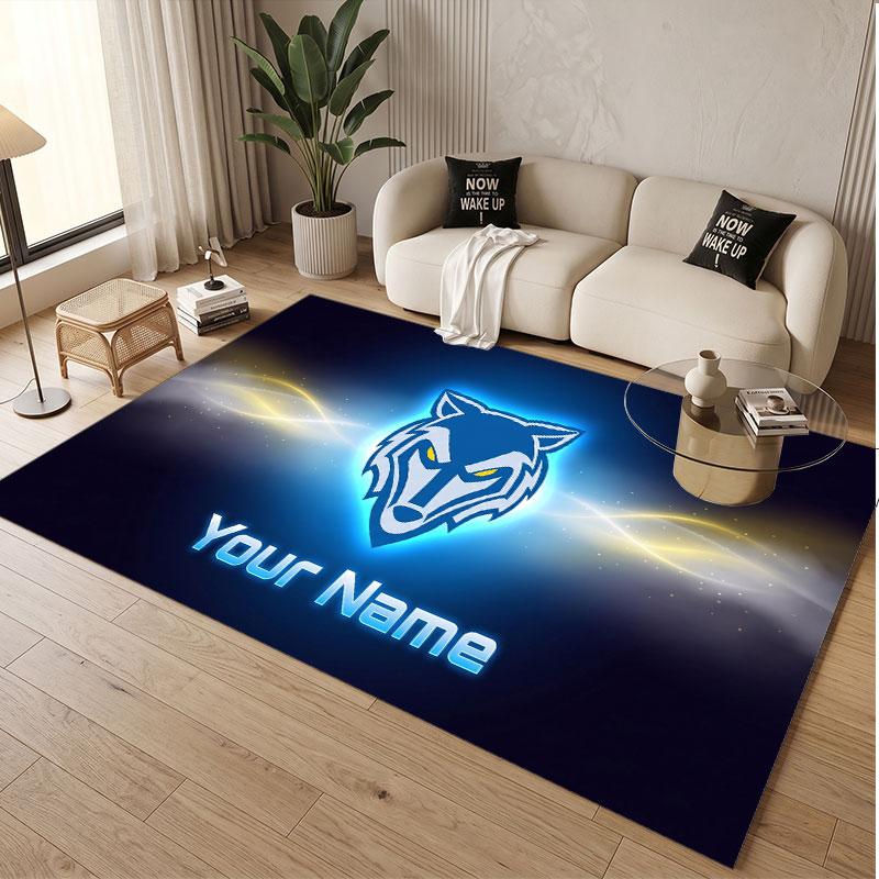 Custom Rug Warrington Wolves FC Pattern Print Name Text Soft Non‑Slip Floor Carpet for Home Indoor Decoration