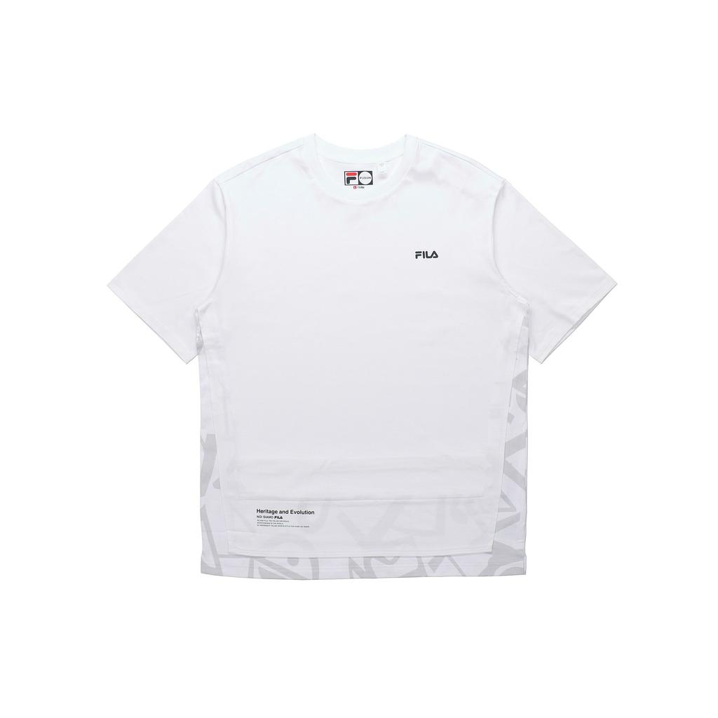 FILA Fusion Casual Sport Spliced Knitted Round Neck Short Sleeve T-Shirt Men Tops White T11M121119F-WT