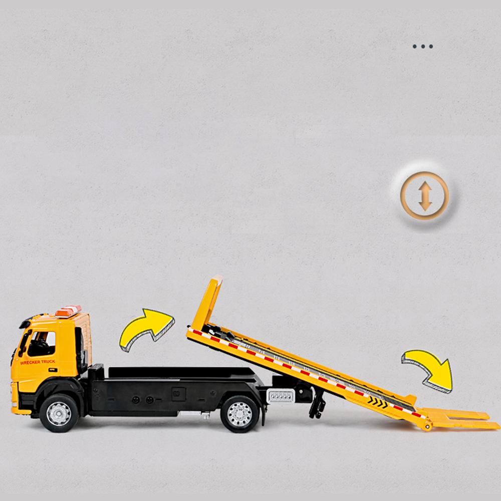 1/50 Schaal VOLVO VAN Type Legering Aanhangwagen Model Simulatie Metalen Autotransporter Sleepwagen Pull Back Geluid en Licht Speelgoedvrachtwagen
