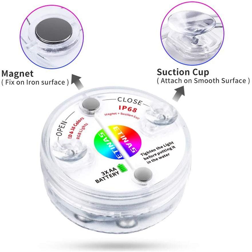 Wireless RF Remote Control Underwater Light Waterproof IP68 Pool Atmosphere Light Outdoor Landscape Light Garden Fountain Light