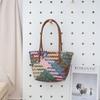 Summer fresh mixed color handwoven bag plastic woven shoulder bag seaside vacation large capacity bag beach bag