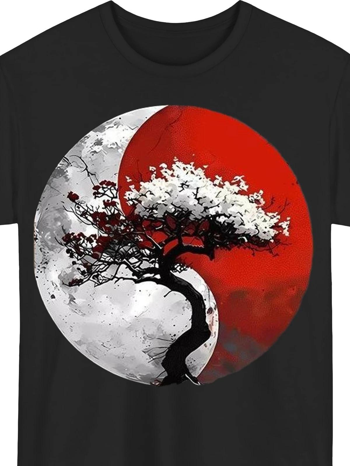 Yin Yang Tree Graphic T-Shirt Spiritual Nature Symbol Tee XXXL