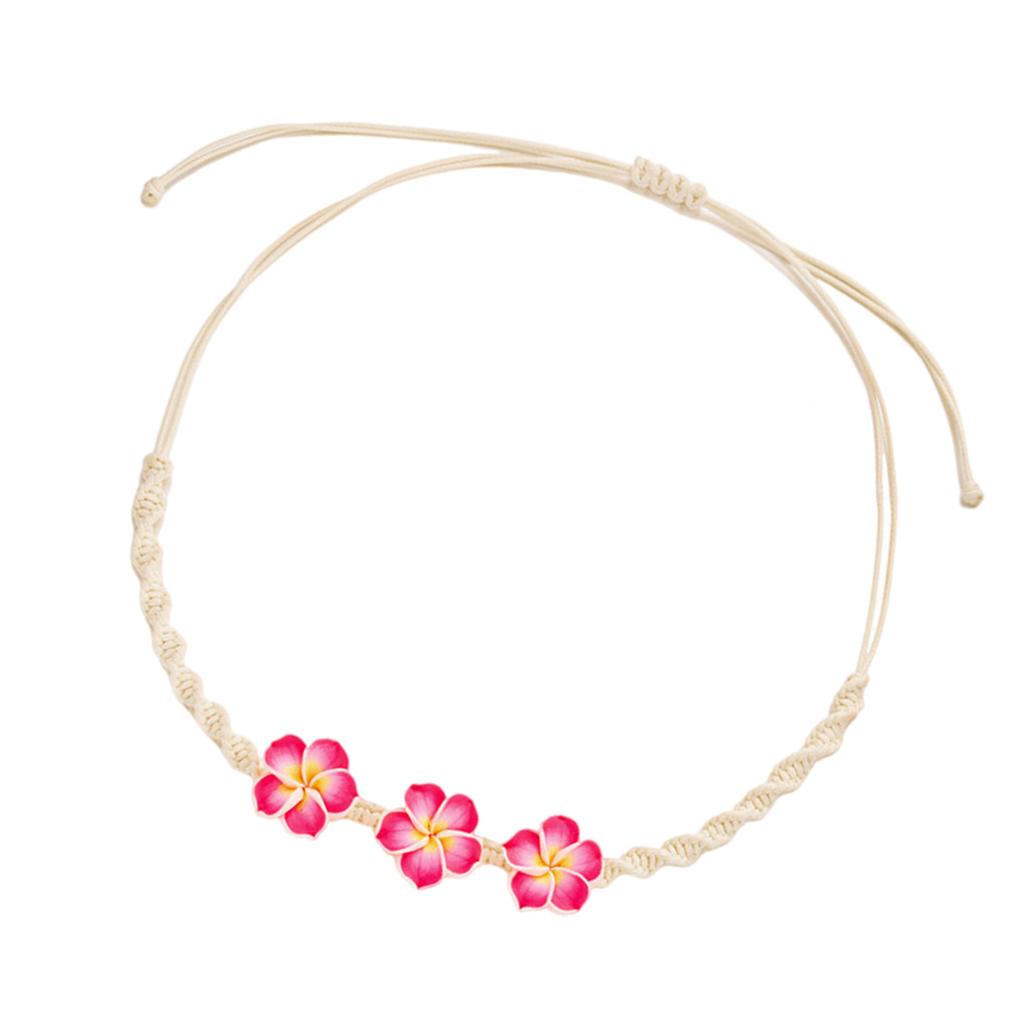 Handmade Braided Plumeria Necklace Soft Clay Flower Jewelry Tropical Styles Beach Party Fashion Jewelry Accessory