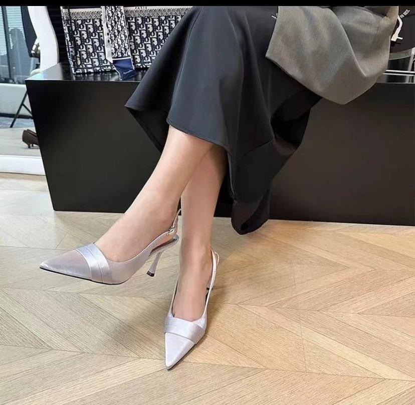 New bag head empty sandals women's high heels thin heel pointed temperament versatile single shoes women