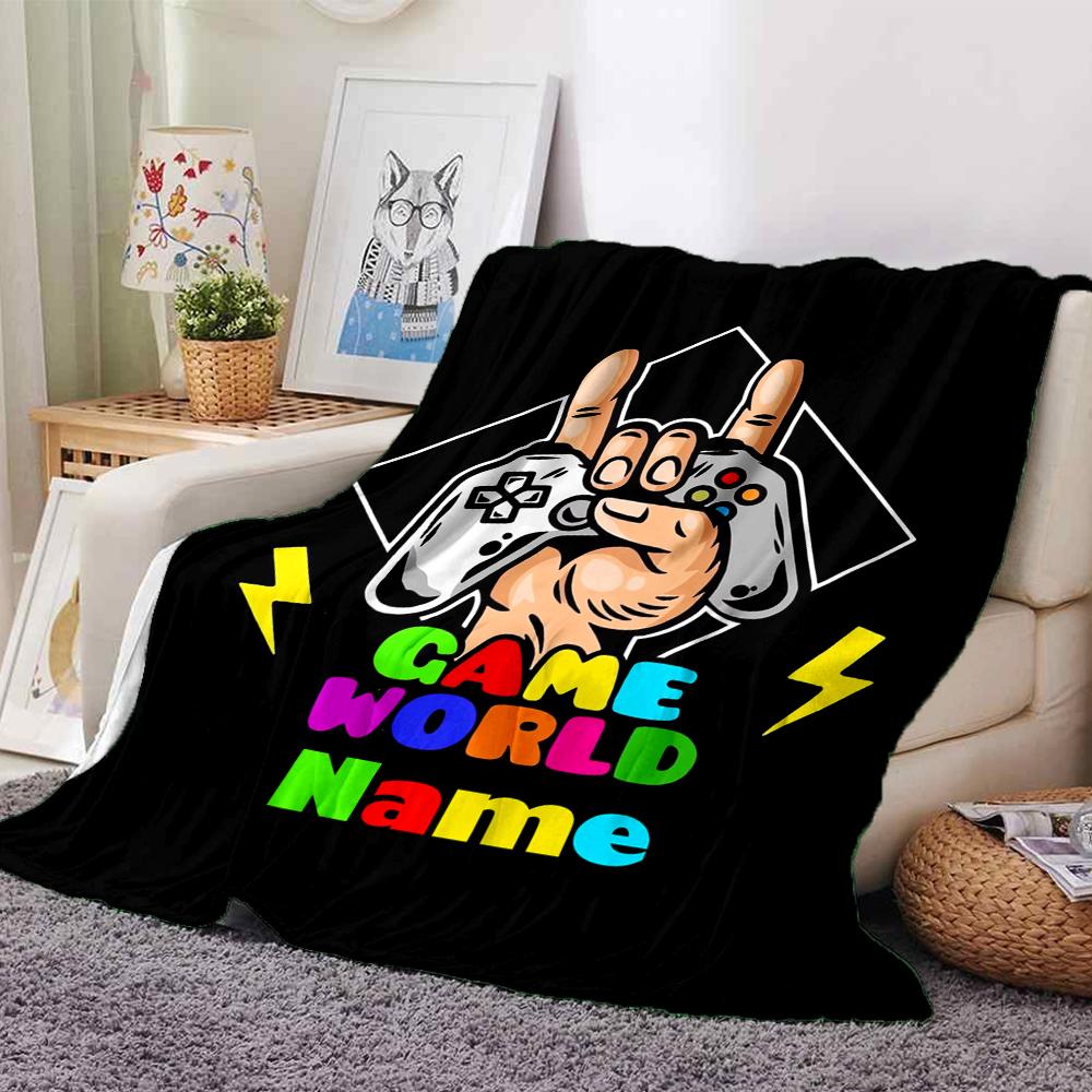 Custom Name Game Controller Theme Printed Blanket - Perfect for Couch, Bed, Travel & Outdoor Use | Machine Washable, Cozy & Durable.