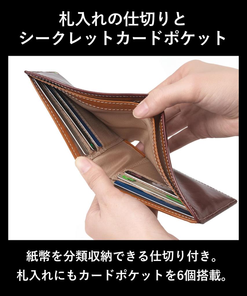 Golbe Italian Leather Smart Bifold Wallet Men's (Black)