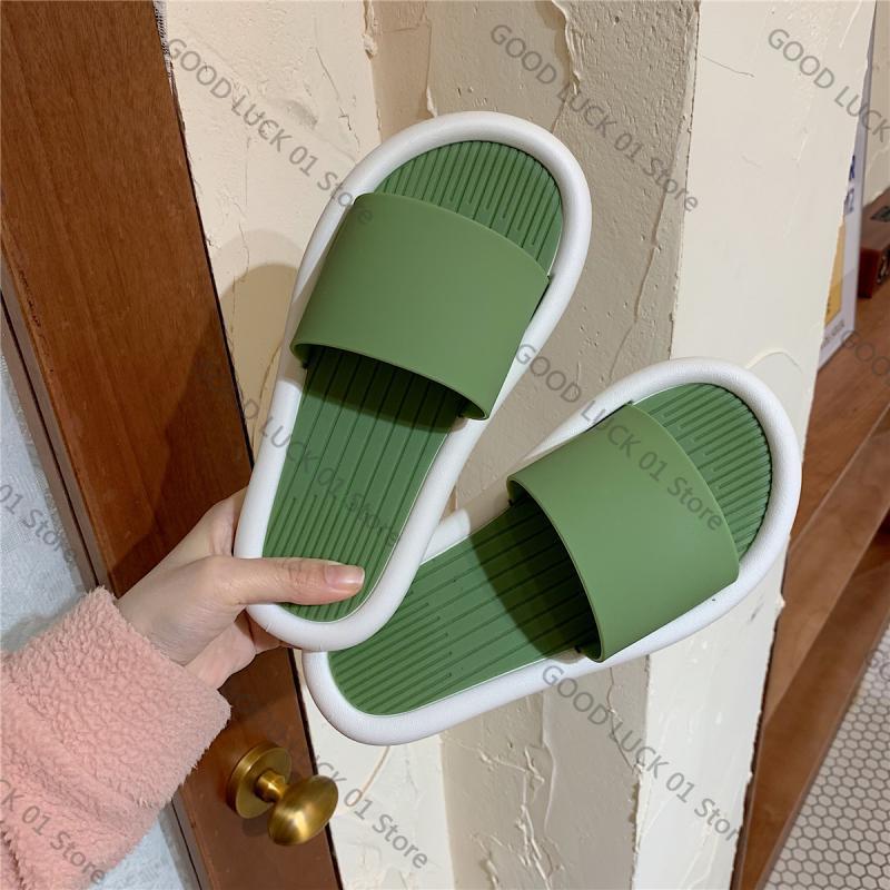 

Fashion 2025 New Korean Sle Women s Slippers Indoor Comfortable Simple Faion Summer Outdoor Sandals Flat Heel PVC Material 36-37 зелёный