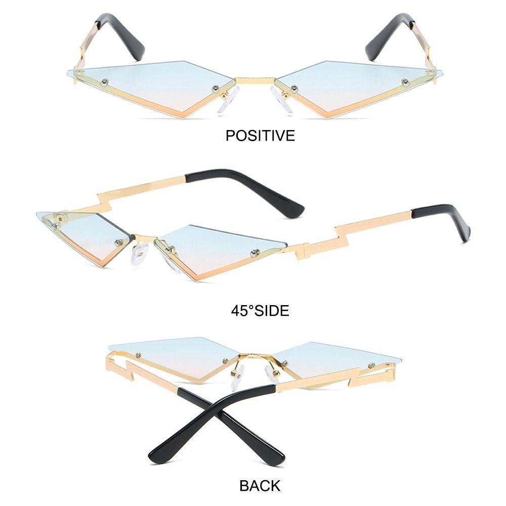 Metal Frame Lozenge Sunglasses Rimless Halloween Eyeglasses Polygon Sun Glasses  for Women & Men