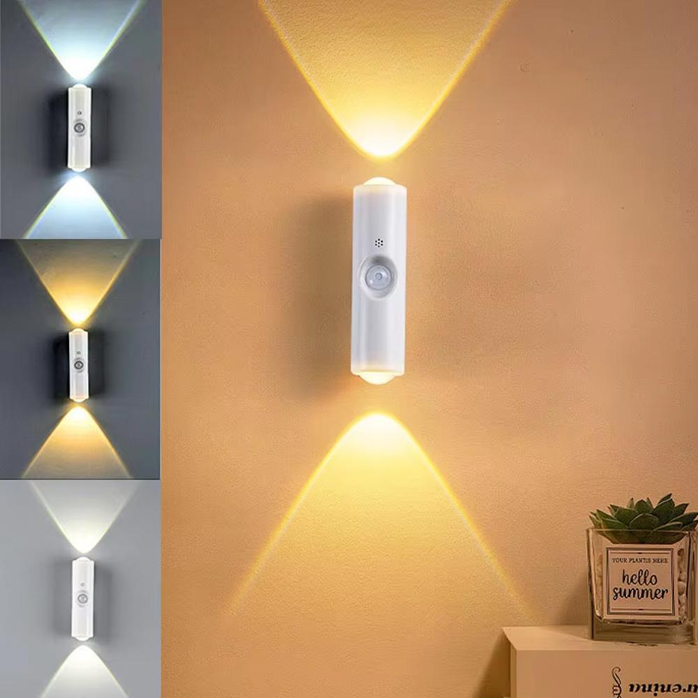 Akıllı RGB Gradyan Gece Lambası Manyetik Hareket Sensörlü Şarj Edilebilir Duvar Lambası Yatak Odası Banyo Dolap Bahçe Ev Dekorasyonu için