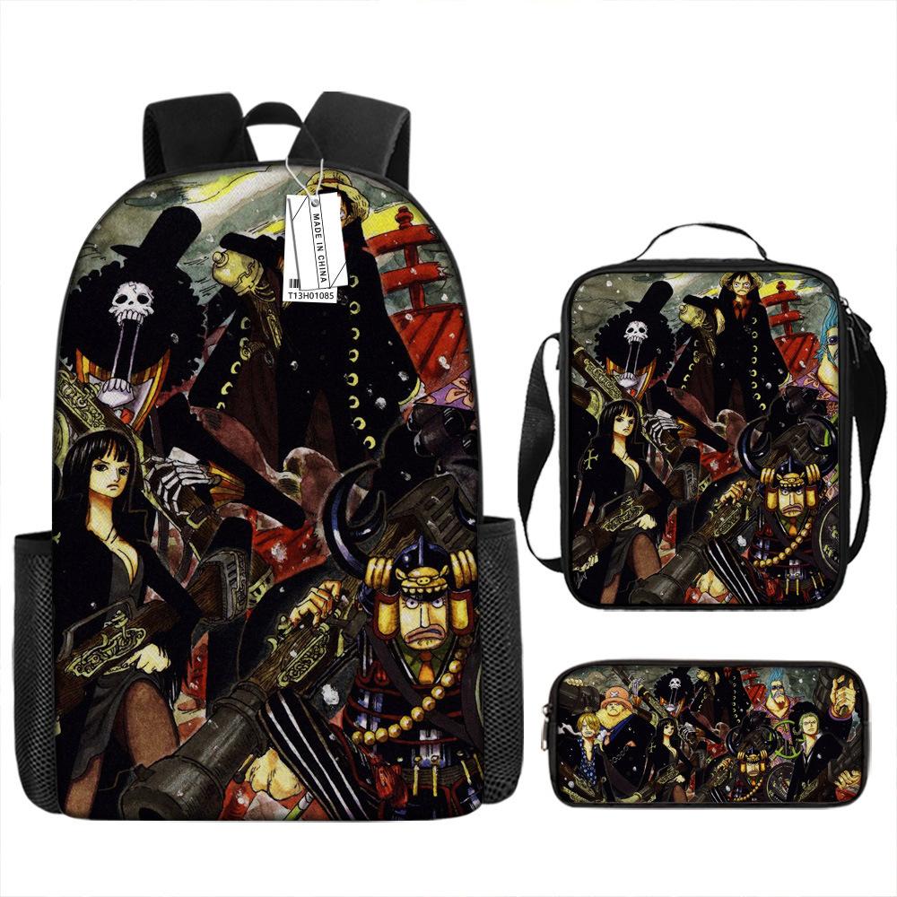Peripheral ONE PIECE Student School Bag Cartoon School Bag Children's Backpack Three-piece Satchel