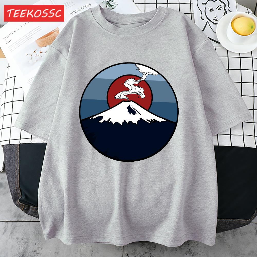 Fuji Volcano Japan Mount Fuji Men Retro T Shirt Casual Loose TShirt Trendy Cotton Clothing Summer Unisex Crewneck Short Sleeve