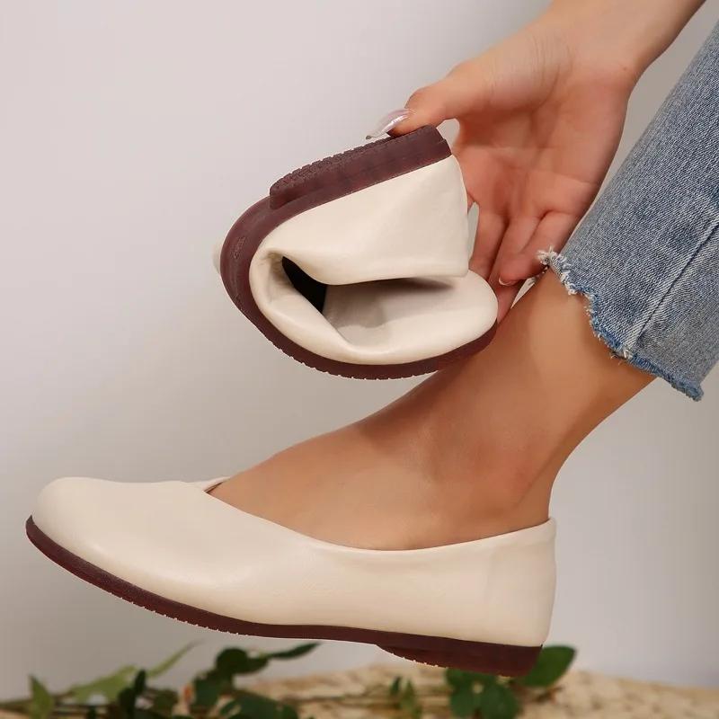 Fashion Casual Flats Ladies Shoes 2024 Plus Size Slip on Women's Flats Daily Women Round Toe Soft Bottom Outdoor Shoes Female Zapatos