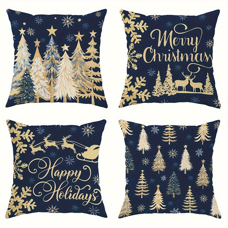 Home Decor Merry Christmas and Happy Holidays Pillows Pattern Cushion Cover Suitable for Sofa Bedroom Car Pillow Cover