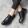 Oxford Men Dress Shoes Classic Brogue Shoes Fashion Casual Leather Shoes Mens Brown Lace Up Wedding Office Formal Oxfords
