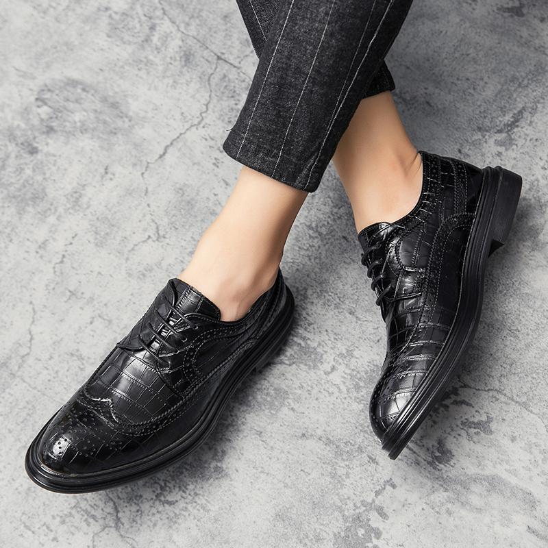 Оксфорды мужские туфли классические броги модные повседневные кожаные туфли мужские — фото 7