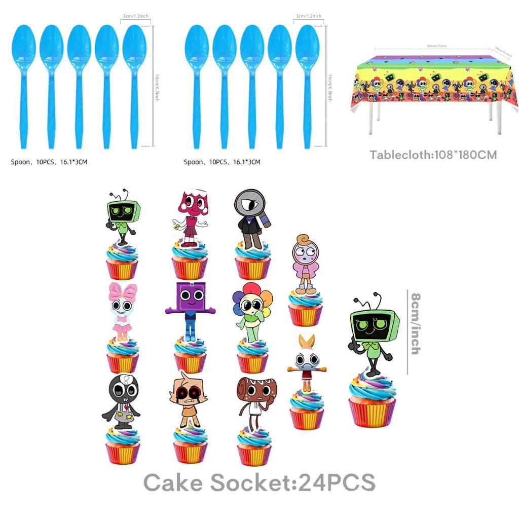 Dandys World Cartoon Party Supplies With Disposable Tableware For Birthday Celebration Decor