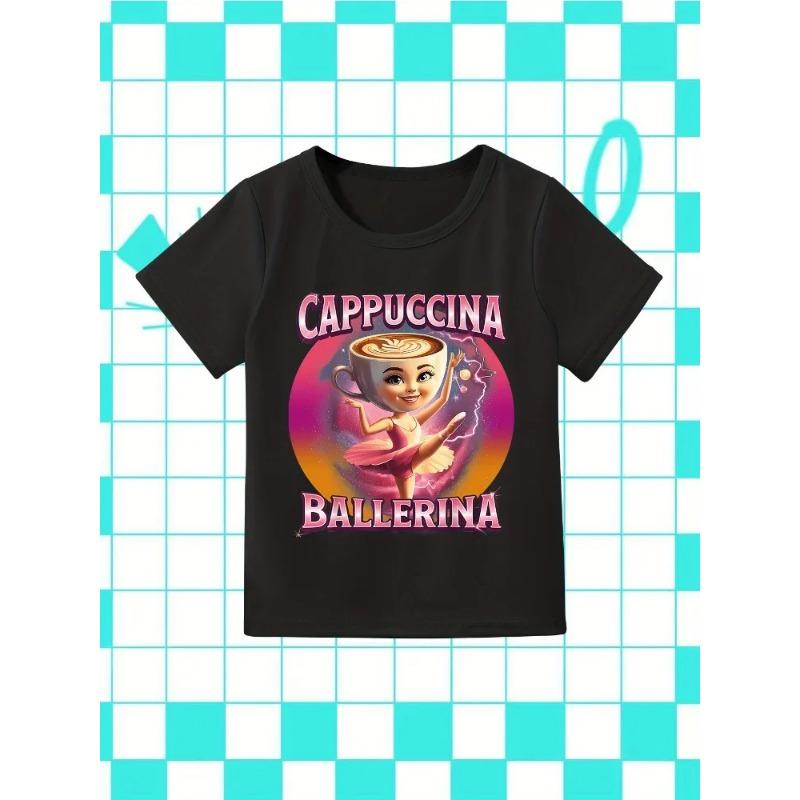 

Итальянский Бред Популярный Принт Летняя Детская Футболка с Коротким Рукавом из Чистого Хлопка с Круглым Вырезом Свободного Кроя для Мальчиков и Девочек 150