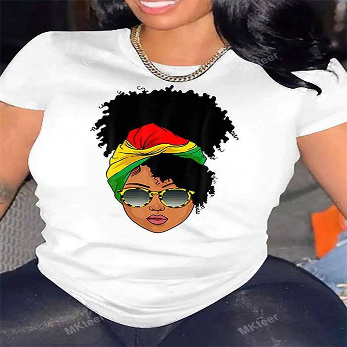 Summer Fashion Casual Cute Short Sleeved Round Neck Printed Top Women's Pure Cotton T-shirts