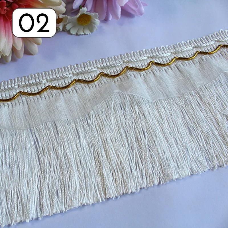 Wholesale 12M Long Fringe Polyester Yarn Gold Thread Tassel Lace Trim Ribbon Sew Latin Dress Garment Curtain DIY Accessories