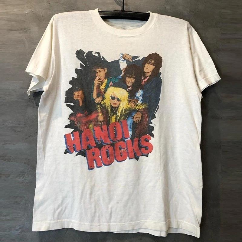 Retro HANOI Rock Unisex TShirt Streetwear Harajuku T Shirts L