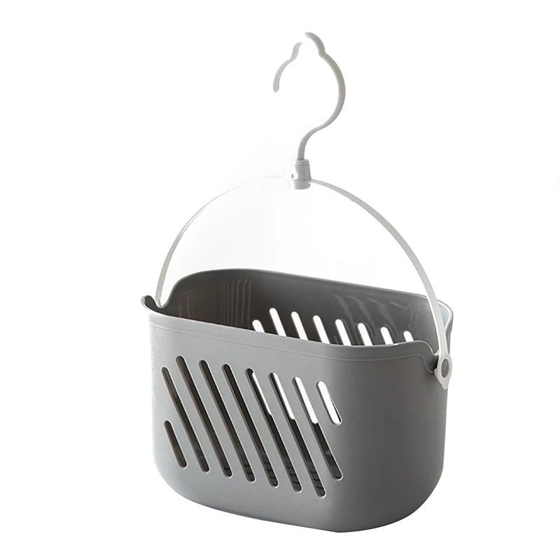 1pc Hanging Shower Toiletry Bath Kitchen Baskets Tub Corner Organizer Dorm Tote Hooks Rack Hangable Storage Basket with Hook