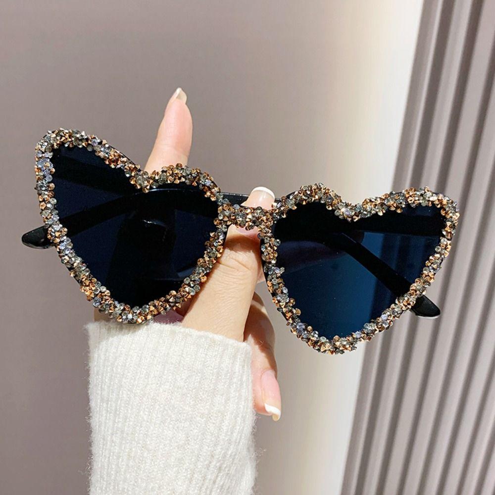 Candy Color Heart-shaped Sunglasses Sun-Protective Black Shades Glasses Outdoor Sunglasses