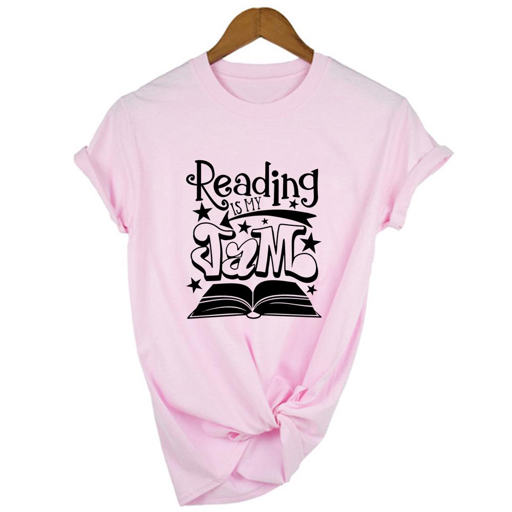 Reading Is My Jam Book Print Women Harajuku T Shirt Grunge Short Sleeve Casual Tumblr Camisetas
