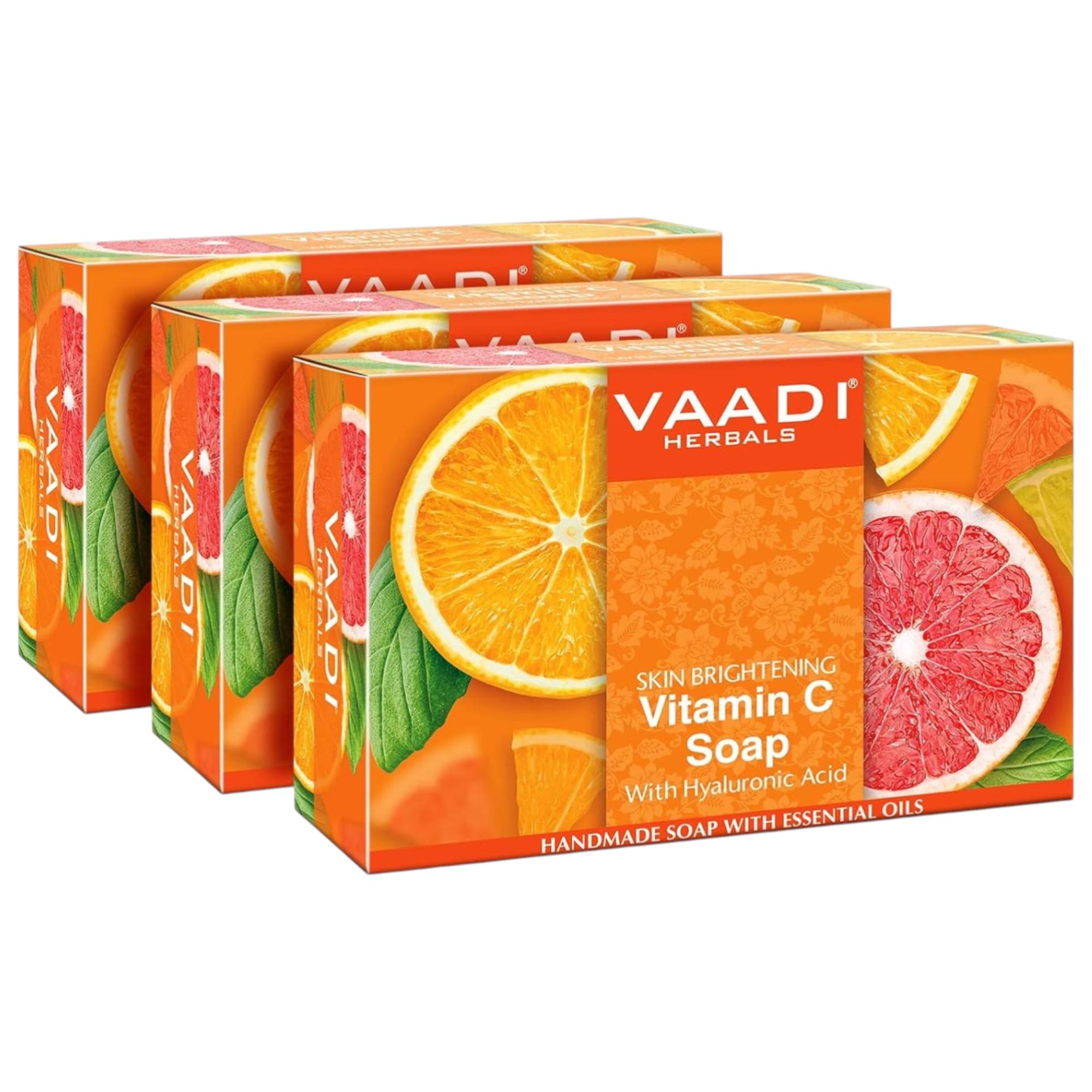 

Vaadi Herbals Мыло-бруски с витамином С для лица и тела Для осветления кожи Гладкая текстура Ежедневное очищающее мыло для ванны 75 г x3 шт.
