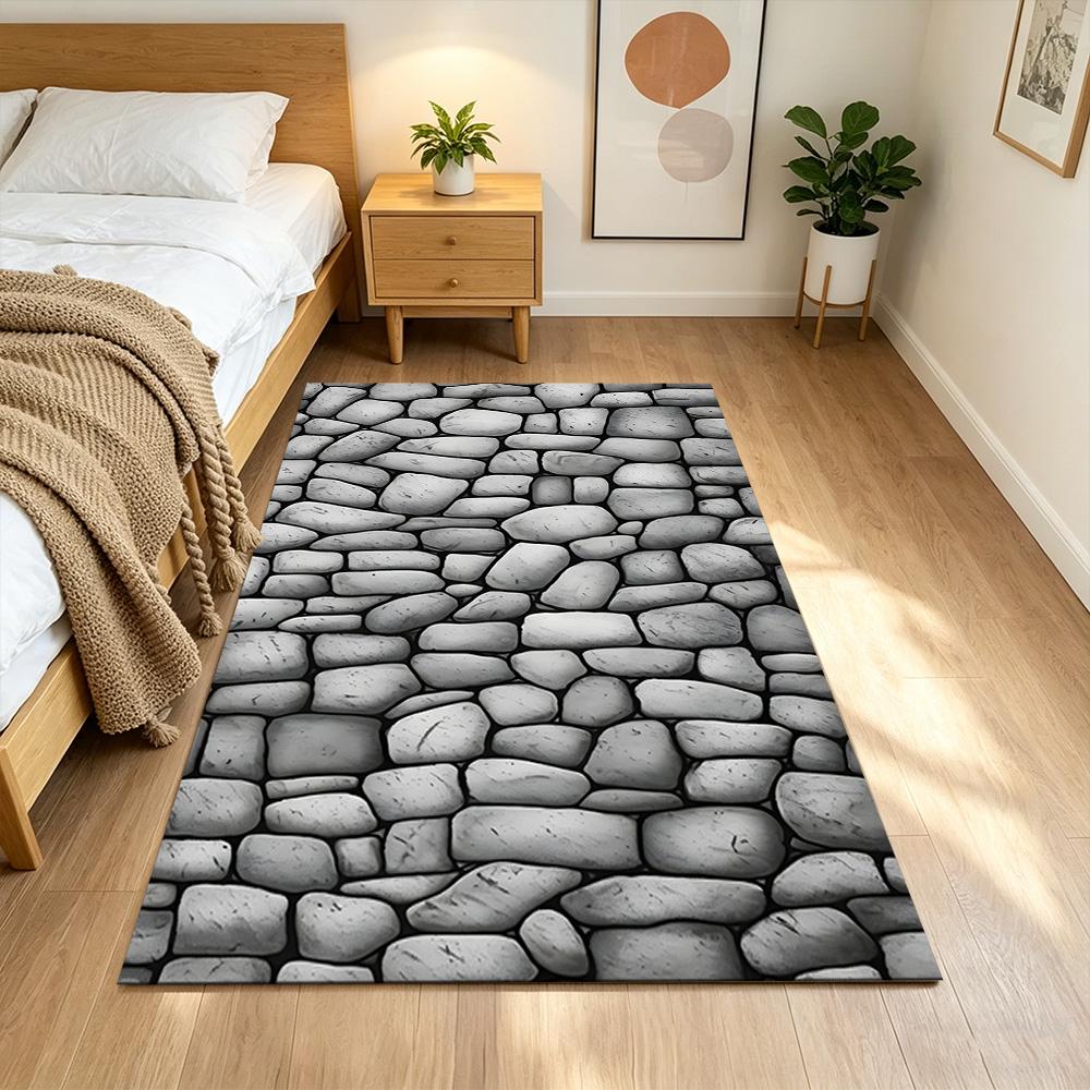 Stone Wall Texture Pattern Non-Slip Home Carpet Design for Living Room Bedroom Office Decor Gift with Vibrant Pattern and Comfortable