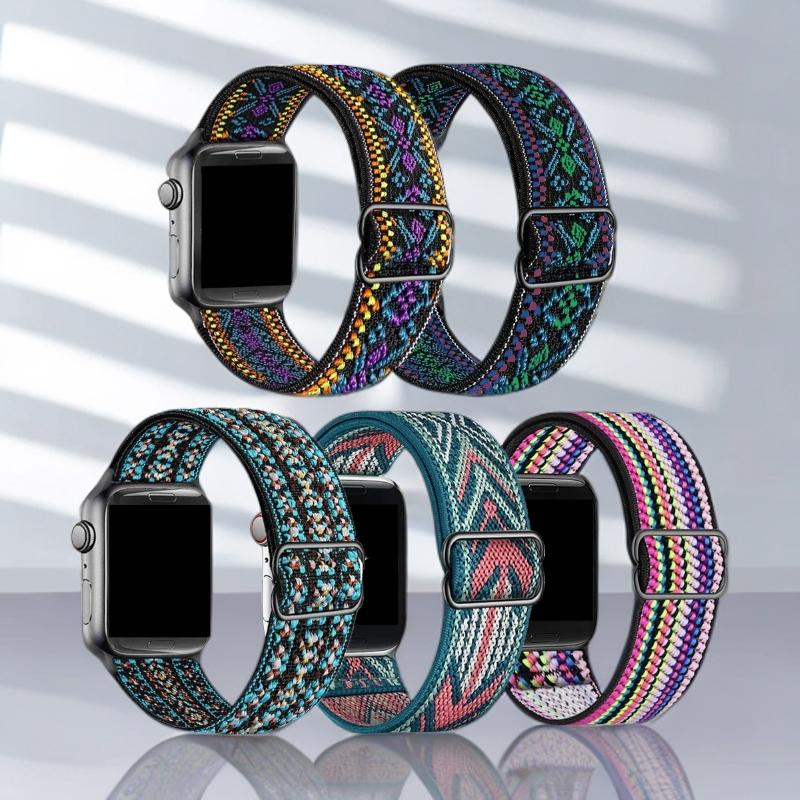 5Pcs Nylon Straps For Apple Watch Band  49mm 45mm 44mm 40mm 38mm For Women Men,Adjustable For Apple Watch Series 11 10 Ultra 3 2