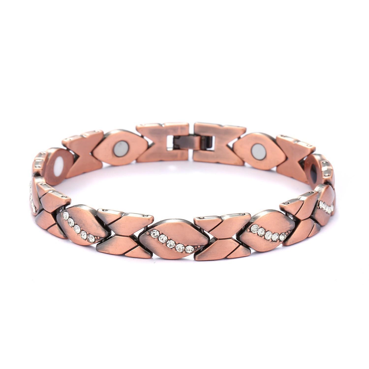 Wind Blatt Diamant Magnet Armband Antik Kupfer Gebürstet Verstellbares Armband Trend Cool Hand Schmuck beige