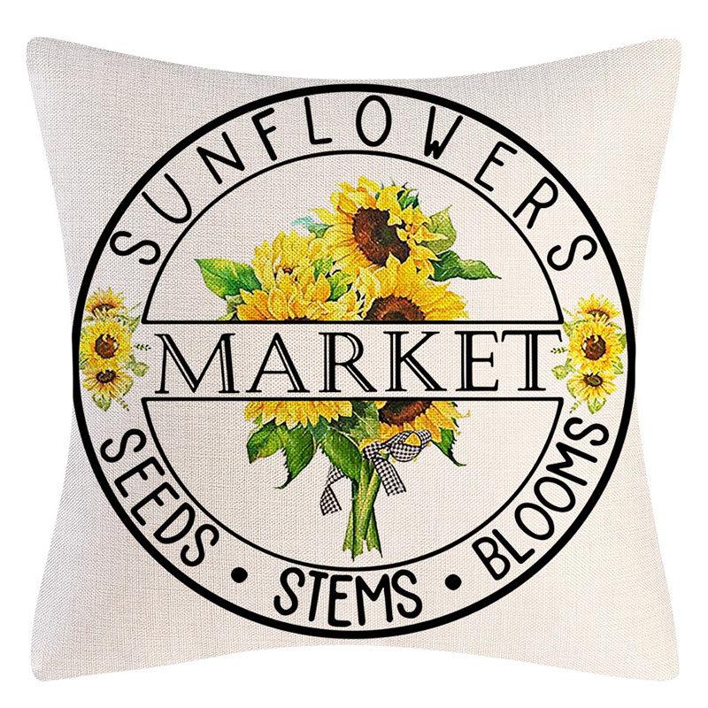 Pillow Case Spring Throw Pillow Case Flower Truck Farm Print Home Decor Cushion Cover Back Cushion