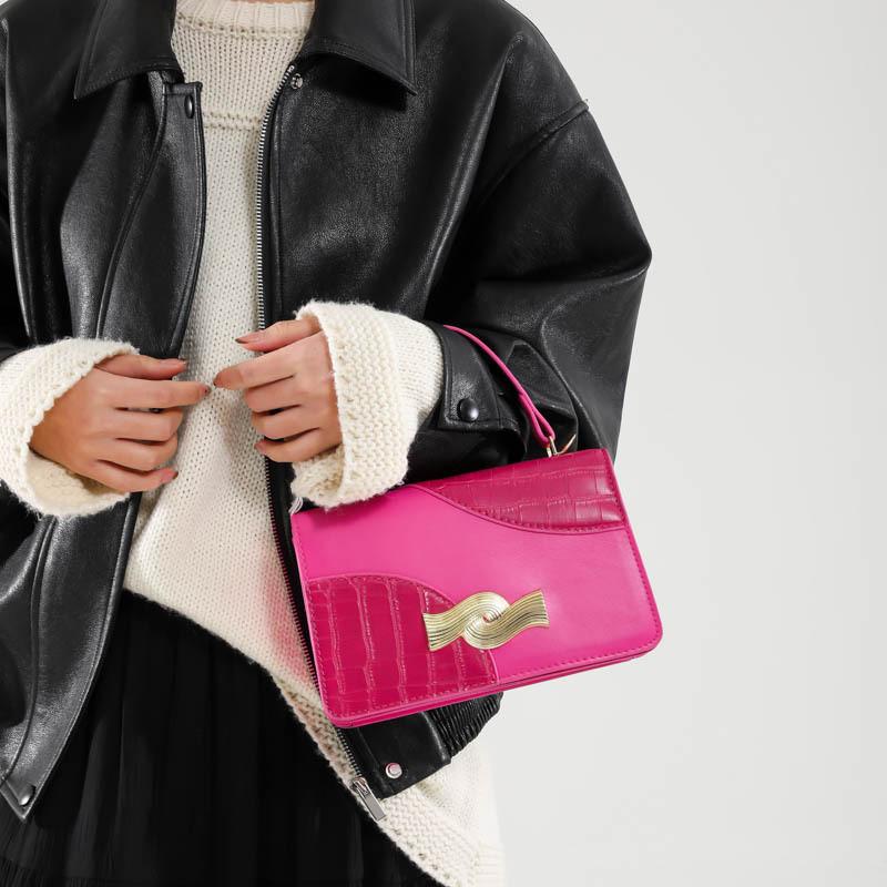 Elegant Pu Leather Mini Square Handbag For Women Charming Retro Shoulder Bag