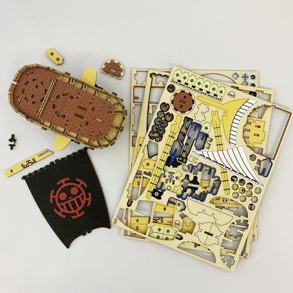One Piece Trafalgar Law U-Boot 3D Holzpuzzle DIY Bastelset für Kinder und Erwachsene Lernspielzeug für Jungen und Mädchen 3D Auch ein tolles Geschenk für