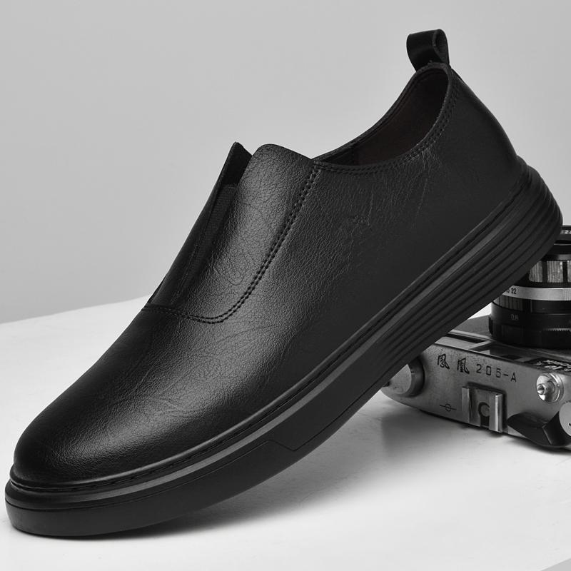 FashionHigh Quality Brand Men's Genuine Leather Shoes Simple Small White Shoes Soft Soles Comfortable  Loafers Men's Casual Shoes