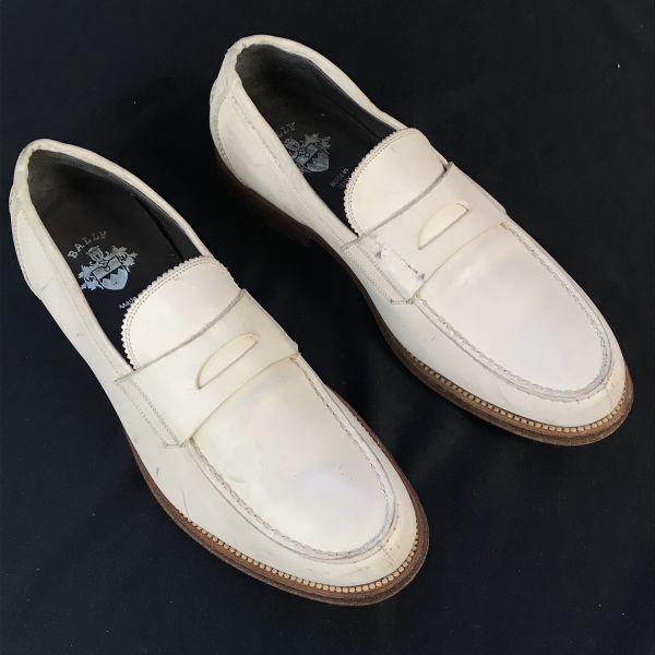 Made In Italy BALLY Leather Goodyear Welt Coin Loafer 6 25.0 White Slip-on Moccasin Business shoes(USED)