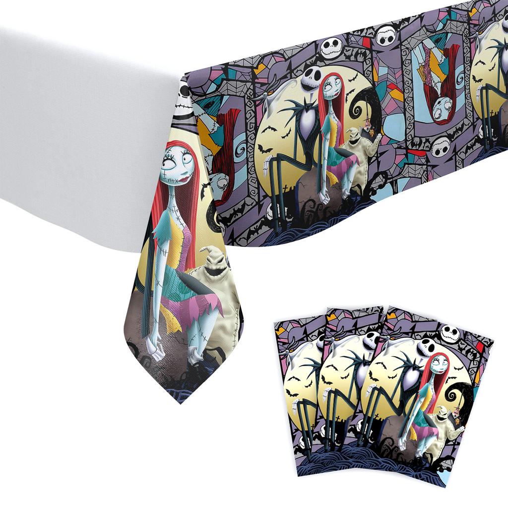 6-piece Set 66P Nightmare Before Christmas Decoration Party Supplies Gift Bag Kids Disposable Tableware Tablecloth Plates Cups N