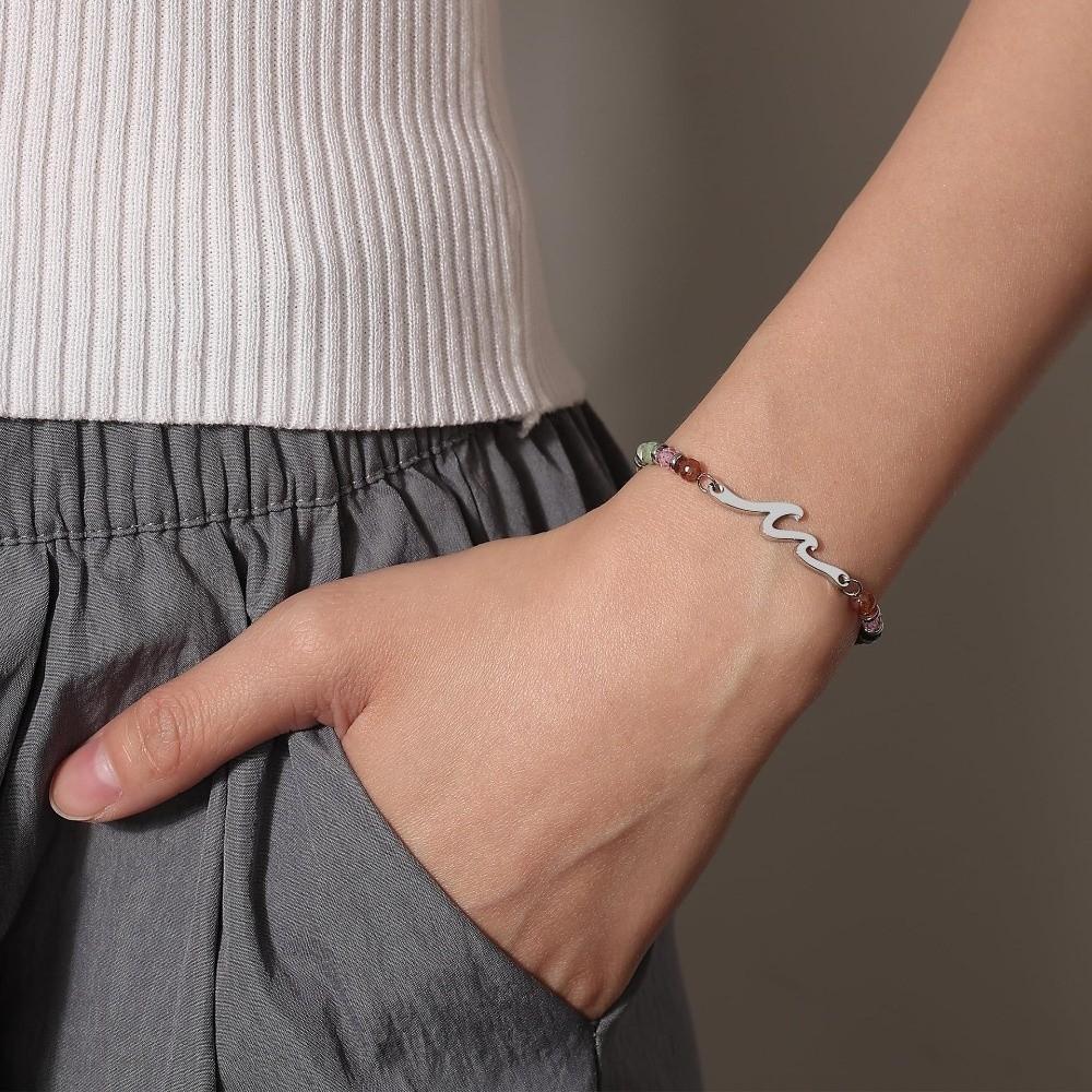 Inspirational Message Wave Bracelet Stainless Steel Beaded Bracelets  Birthday Gift