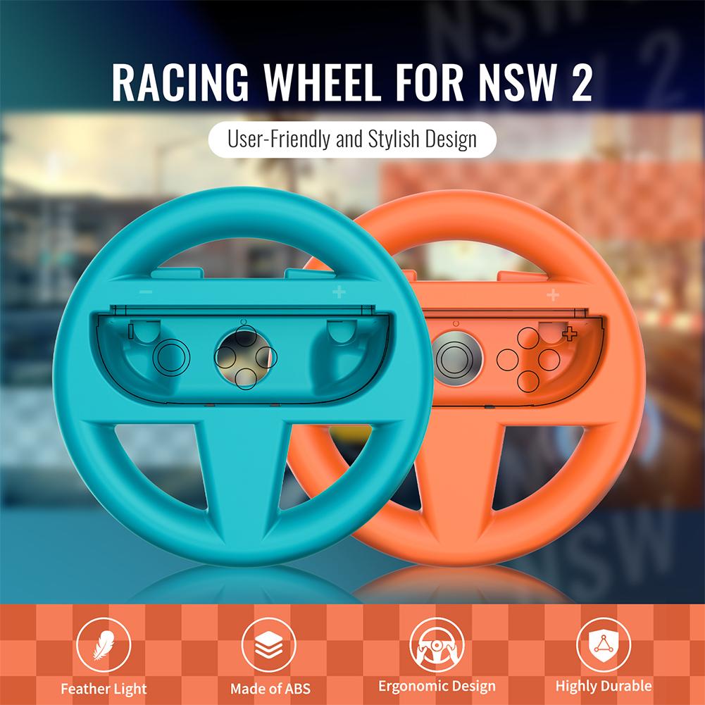 2PCS Racing Steering Wheels For Switch 2 Joy Con Controllers Left Right Handle Holder Grip Wheel For Nintendo Gaming Accessories