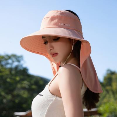 New Tea Picking Hat Women's Outdoor Empty Top Hat Sun Protection Sun Hat Summer Sun Hat Neck Protection Shawl Hat Tide