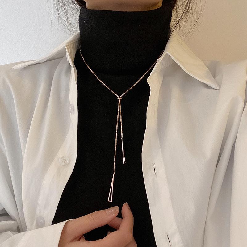 Punk Popular Geometric Sweater Box Chain Female Long Necklace for Women Adjustable Fine Jewelry Wedding Party Birthday Gifts