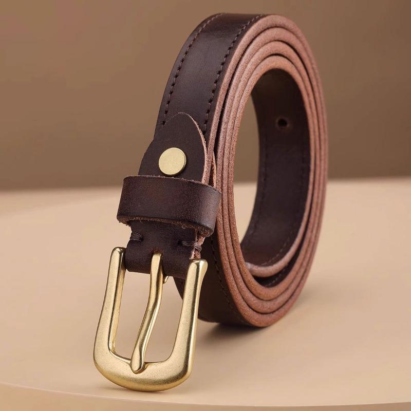 

Meier Vintage casual leather belt for women with copper buckle detail - top grain cowhide waist belt 110cm